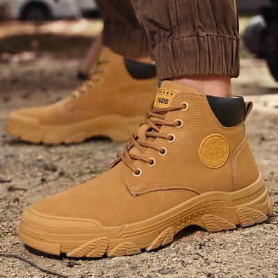 Męskie skórzane jesienne wodoodporne brytyjskie buty typu mid-top rekreacyjne cargo wysokie buty outdoorowe grube podeszwy buty robocze