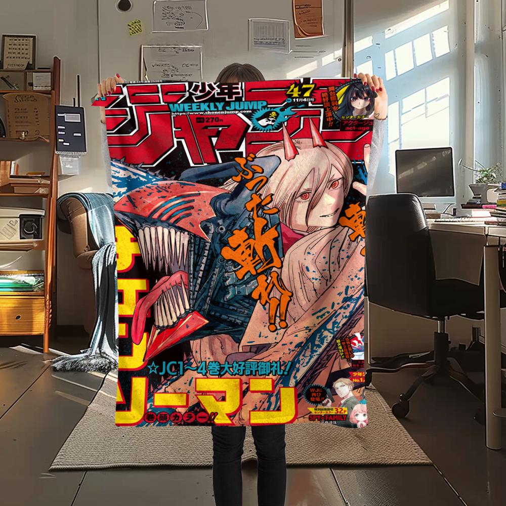 1Pc Chainsaw Man Print Flannel Blanket, High quality Comfortable for All Seasons, Home Decor, Warmth and Comfort, Perfect for Christmas Gifts