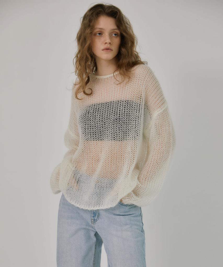 Mosyupamosyu Mesh Mohair Sweater [Ivory]