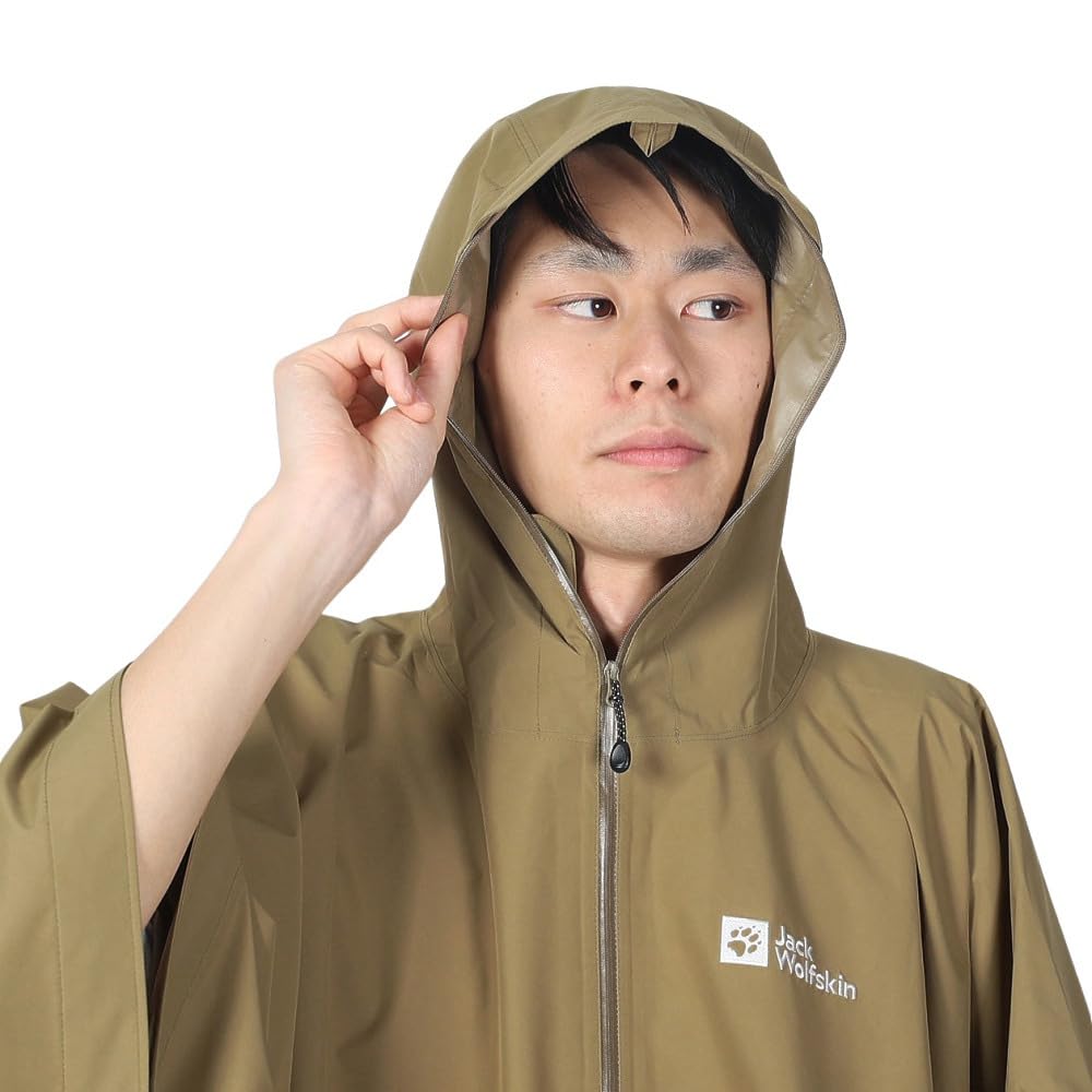 Waterproof and Breathable Poncho 5033751 JP TARP XFM PONCHO High Performance Rain Gear Olive ONESIZE [Jack Wolfskin] Men's (TEXAPORE CORE Windproof)