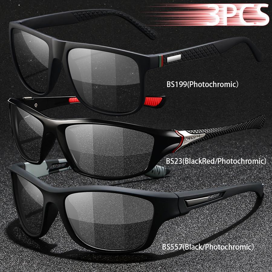 1PCS Photochromic Sports Sunglasses Men Women Vintage Cycling Driving Mountaineering Chameleon UV400 Eyewear