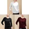 Laseer Tencel Wool Long Sleeve Womens Slim Fit Top With Round Neck For Casual Wear