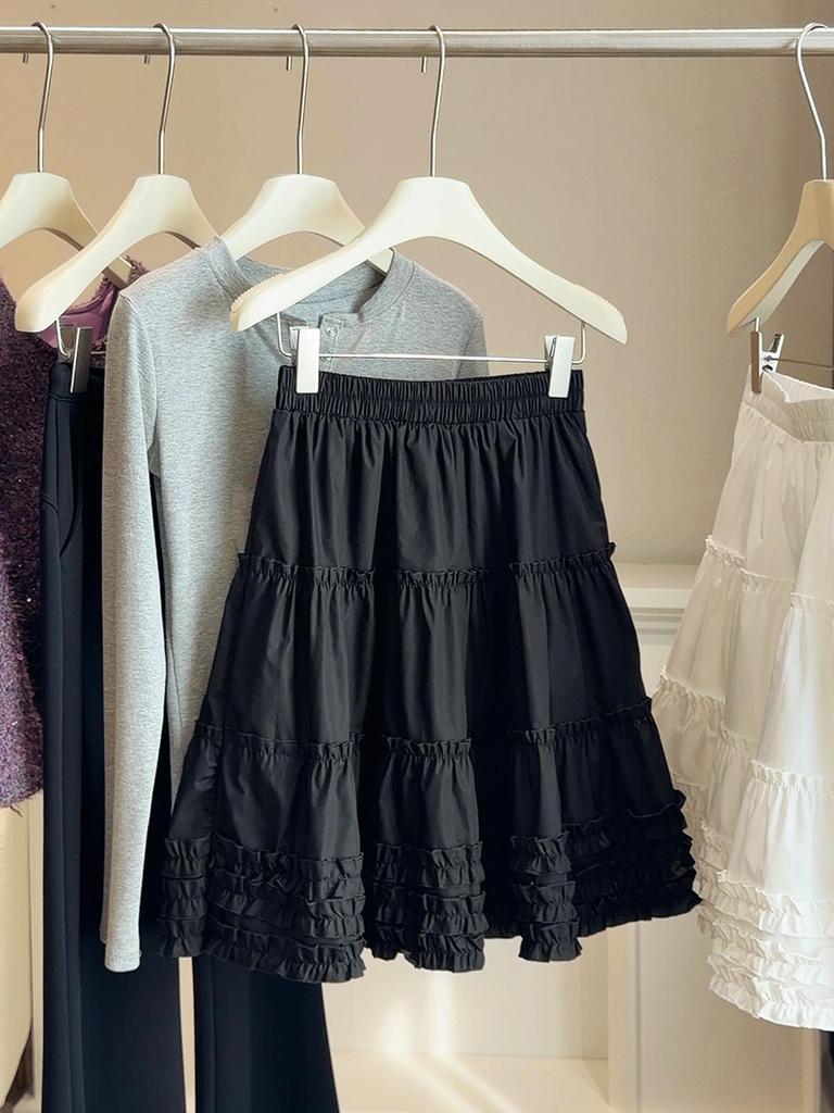 Women's Spring/Summer Lace Ruffle Patchwork A-Line Skirt: High-Waisted, Slimming, Versatile, Age-Reducing, Gentle, and Sweet.