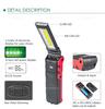 USB Rechargeable Folding LED Work Light - Rotating COB Flashlight for Car Repair and Inspection