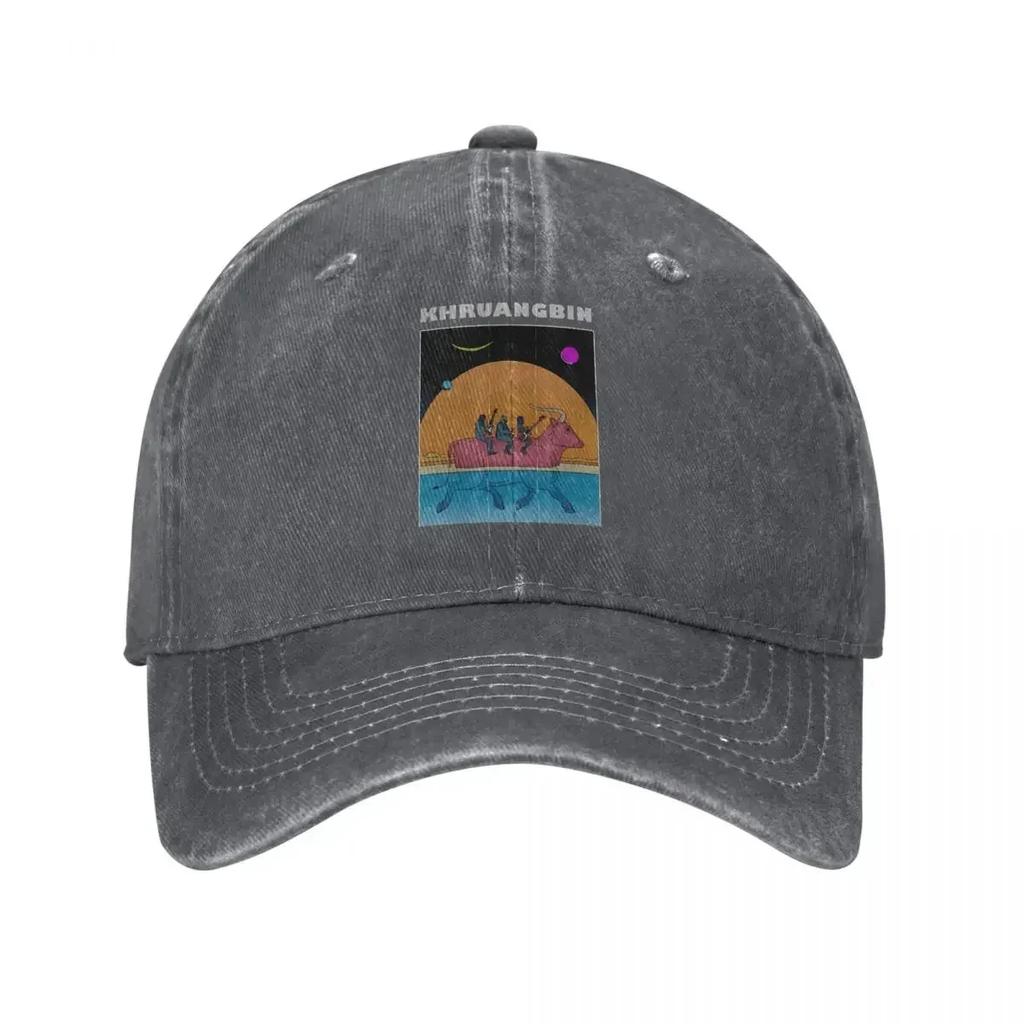 Vintage Khruangbin Soundscape Psychedelic Baseball Caps Unisex Women Distressed Denim Sun Hats Rock Band Outdoor Summer Adjustable
