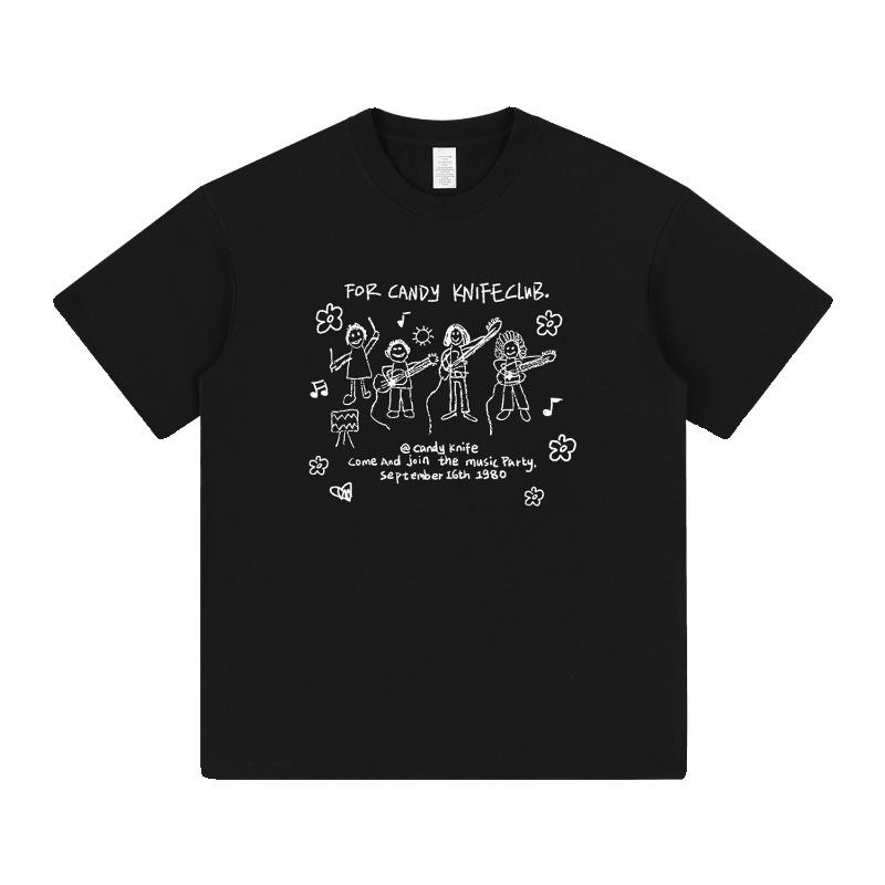 Pánské letní retro rockové volné bavlněné tričko - Krátký rukáv, Všestranný top pro páry