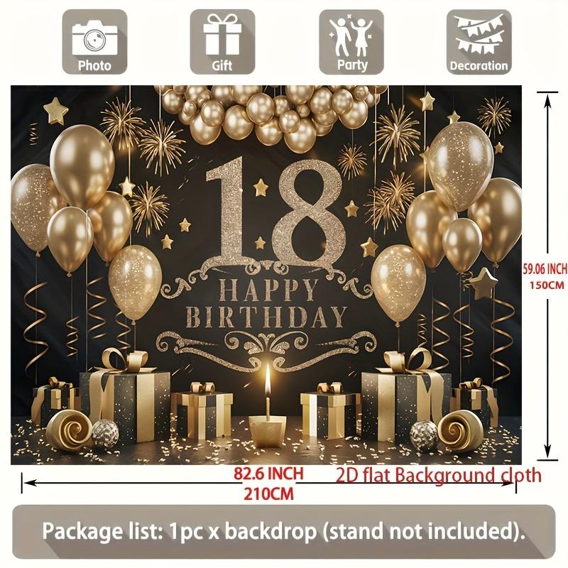 18th Birthday Party Backdrop Polyester Banner Photo Booth Decoration 96