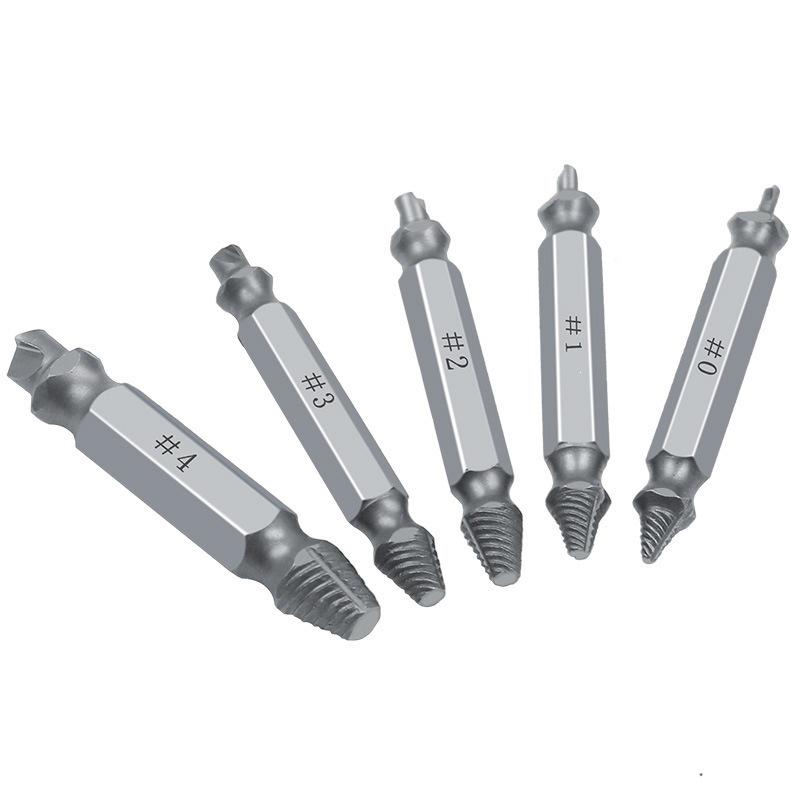 5-Piece Double-Ended Screw Extractor Bit Kit for Broken or Stripped Screws