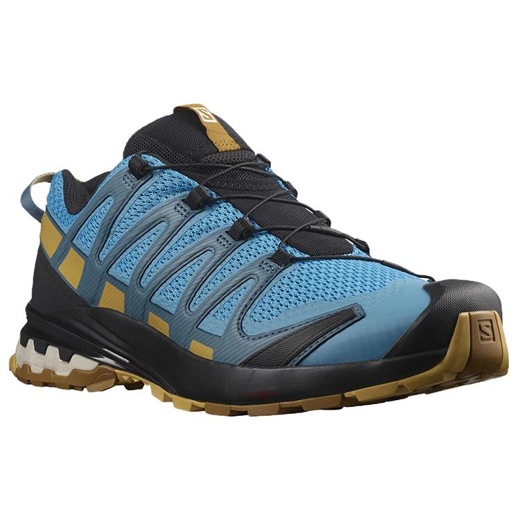 SALOMON XA Pro 3D V8 Mesh, Textile, Leather Abrasion Resistant Low top Running Shoes Men's Blue Black 414399