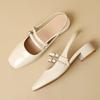 Baotou Mary Jane Shoes French Retro Single Shoes Square Toe Back Empty Thick-heeled Sandals