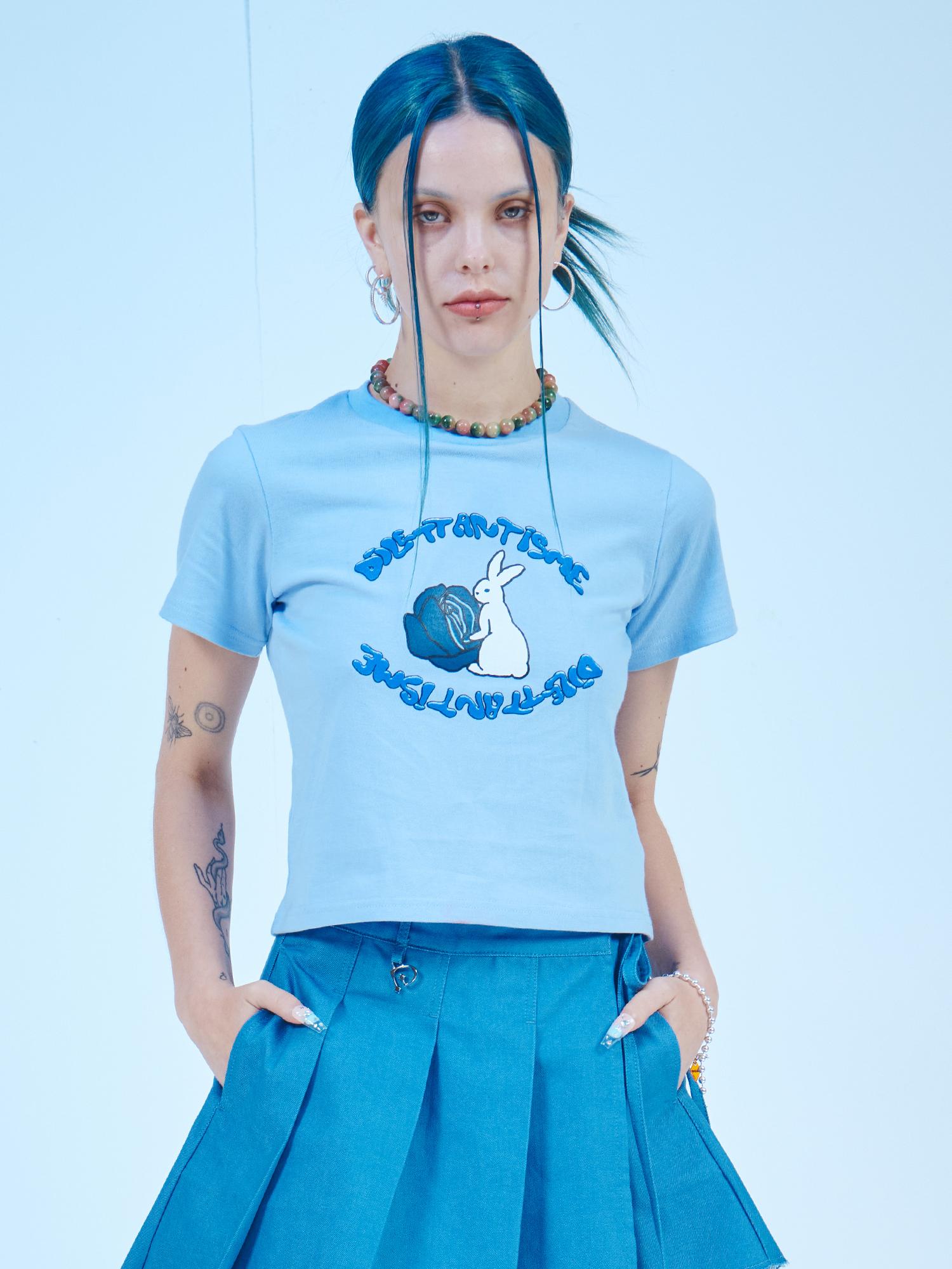 Dilettantism Rabbit Crop T-Shirt (Bl)