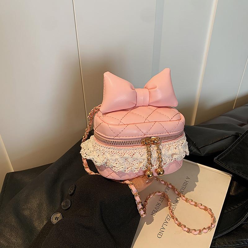 Adorable Mini Box Bag With Bowknots And Lace Chain Chic Style For Boys And Girls