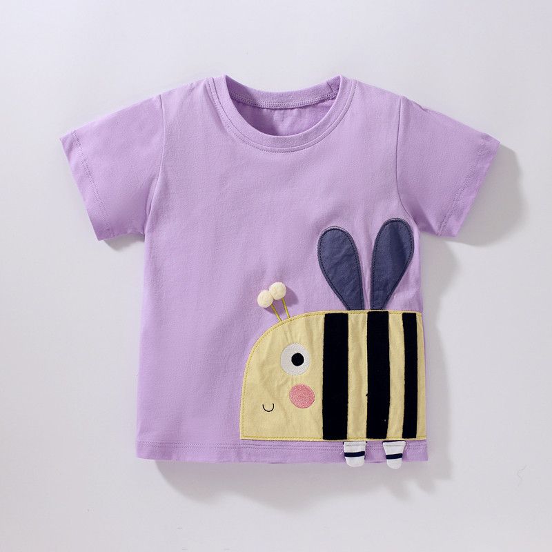 

Children s Cartoon Purple Bee round Neck Short-Sleeved T-shirt Purple 2t/90 Size Recommended Height 80-90cm