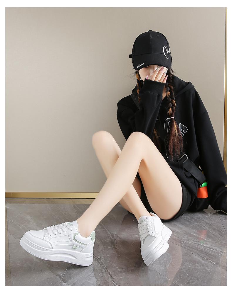 2024 Women's White Korean Style Thick Sole Sneakers: Versatile Autumn Casual Shoes