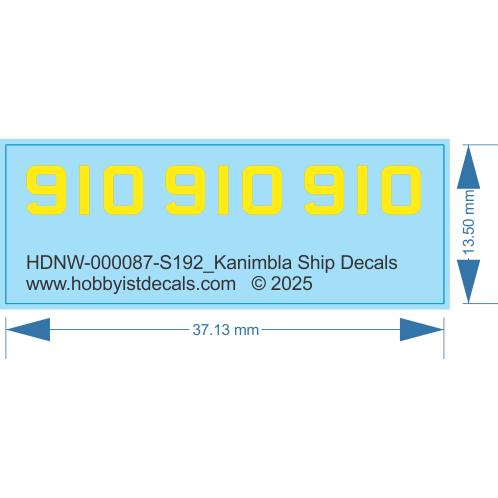 Kanimbla Ship Decals - 1/192 - Water Decal