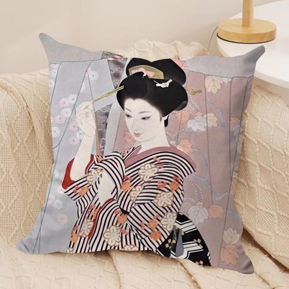 

Classic Japanese Lady Cushion Cover Soft Plush DoubleSided Printed Sofa Pillow Cushion Cover AllSeason Durable Decor Gift 30x30cm