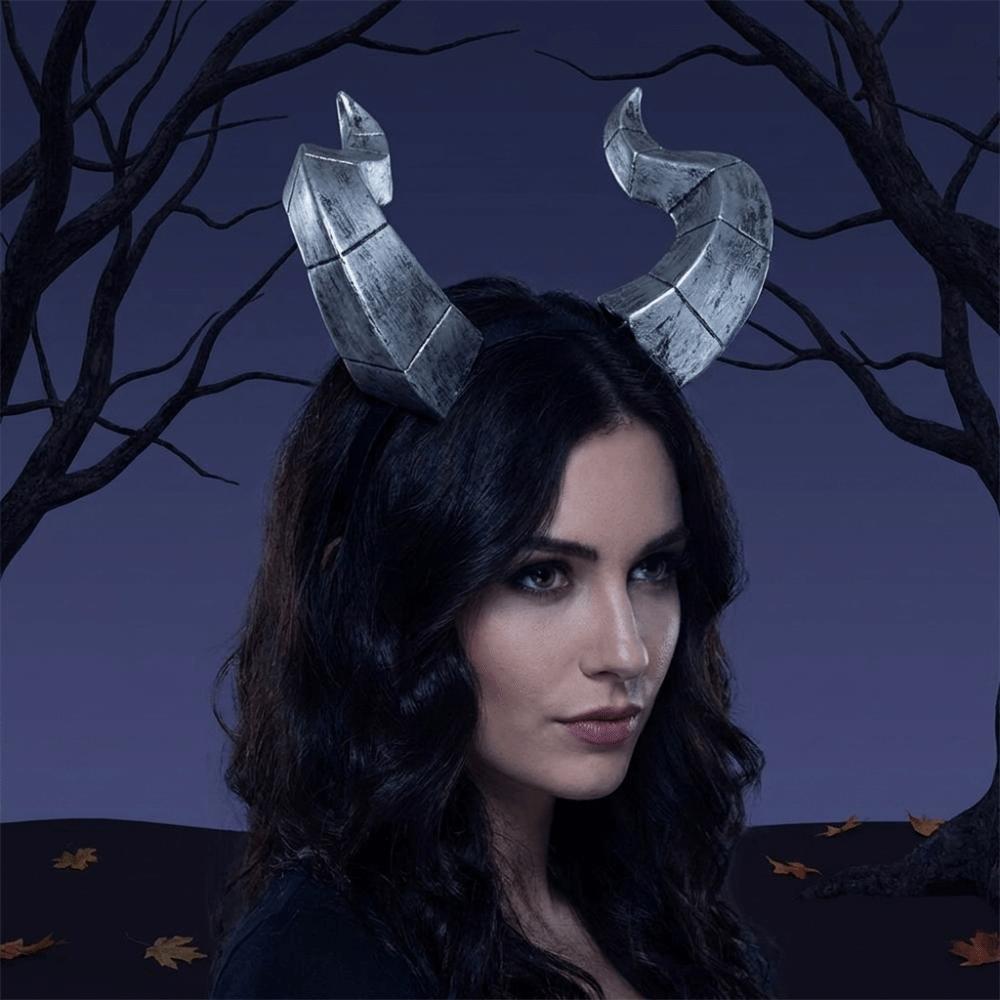 Gothic Ox Horn Headband Dark Style Halloween Headband Cow Horn Hair Hoop Stage Performance