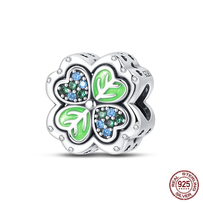 Fashion Copper Lucky Four Leaf Clover Series Charms Beads Fit Qikaola Original Bracelet Fine Diy Birthday Jewelry