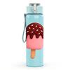 1PC Pink Brown Ice Cream Cartoon Print 750ml Color Plastic Sports Water Bottle Leakproof Flip Straw Lid Suitable for Sports Office Home Use