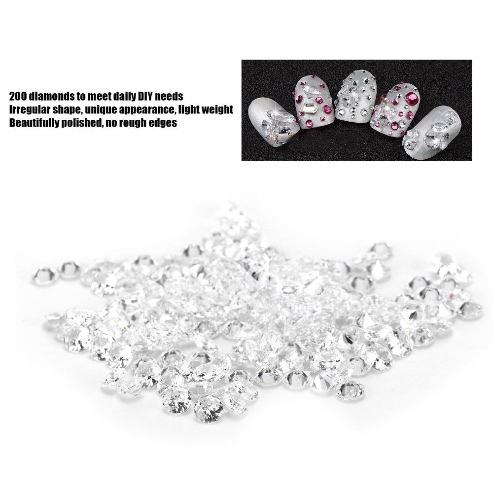 200PCS Round Artificial Diamonds White Cubic Zirconia Stones Fake Diamonds Home Decoration