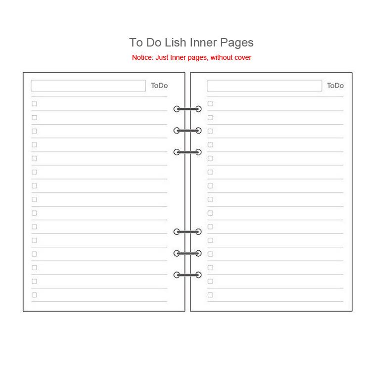 A5 A6A7 45 Arkuszy Luźne Kartki Notatnik Wkład Spirala Oprawa Wewnętrzna Strona Tygodniowa Miesięczna Do Zrobienia Linia Kropka Siatka Wewnątrz Papier Papeteria