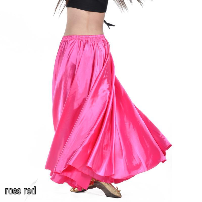 Big Swing Satin Belly Dance Skirt for Stage Performance