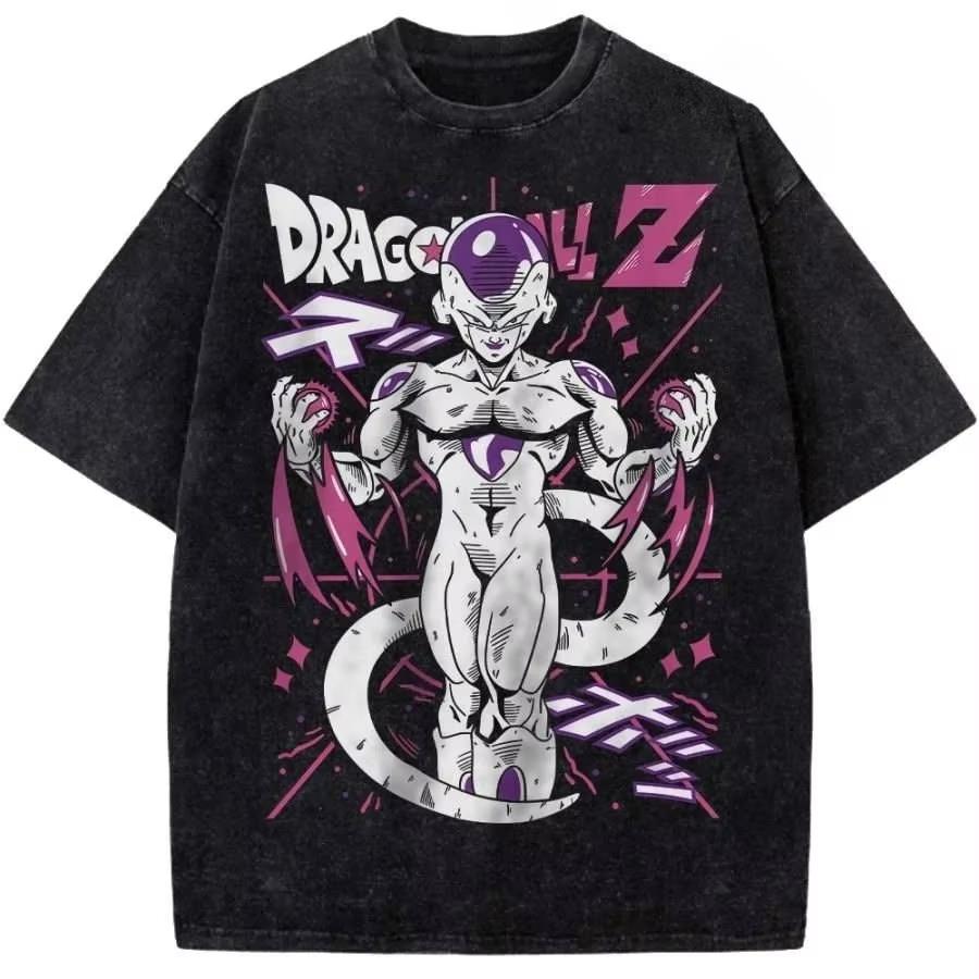 Vintage Washed Dragon Ball T Shirt with Goku and Gohan Anime Print Streetwear Casual Daily Wear Yk Retro Summer new