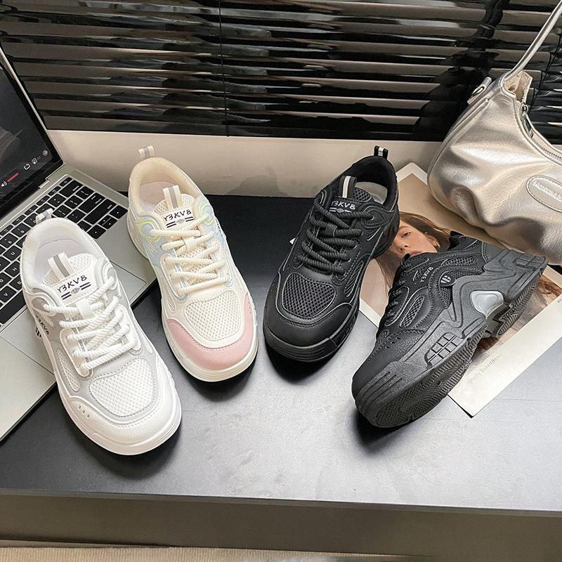 Fashion Versatile Sports Shoes Women's Shoes Spring and Autumn Thick Soles Increase Height Little White Shoes Wear Ins Dad Shoes Tide