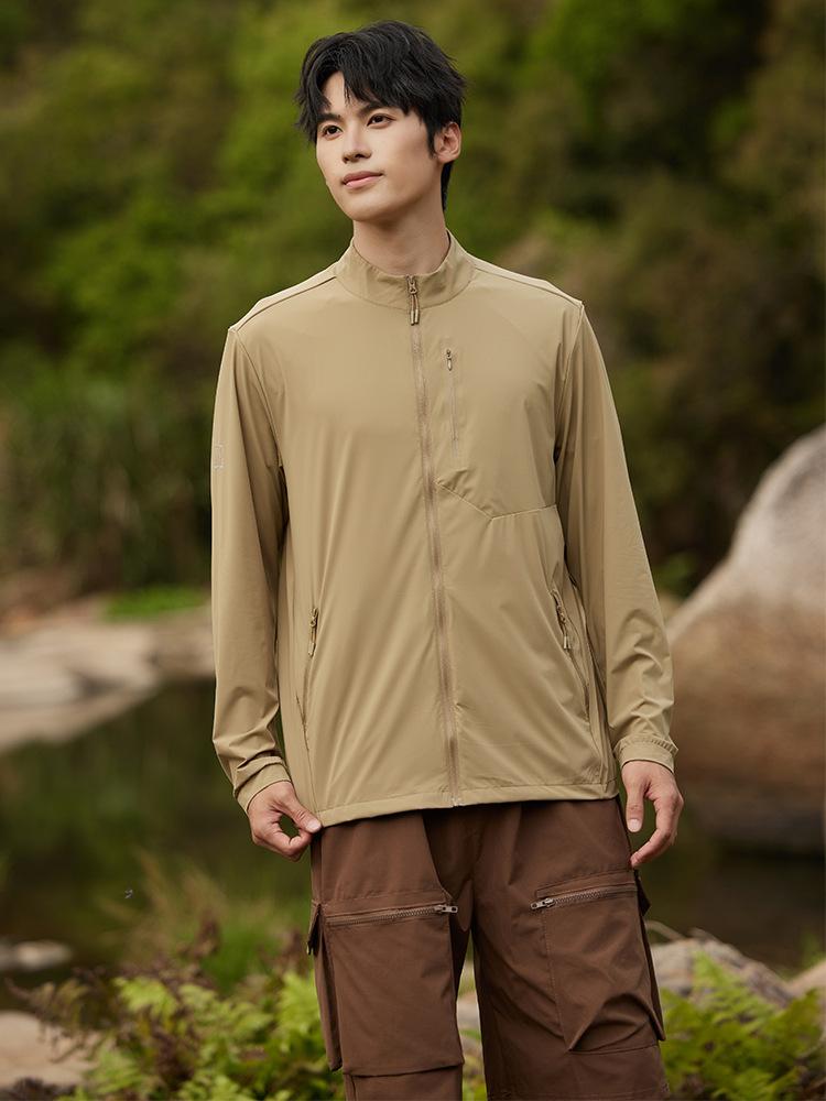 Summer Ice Silk Sunscreen Clothing Men's Light and Thin Breathable Stand-up Collar Jacket Outdoor UV Protection Upf10 + Sunscreen Clothing