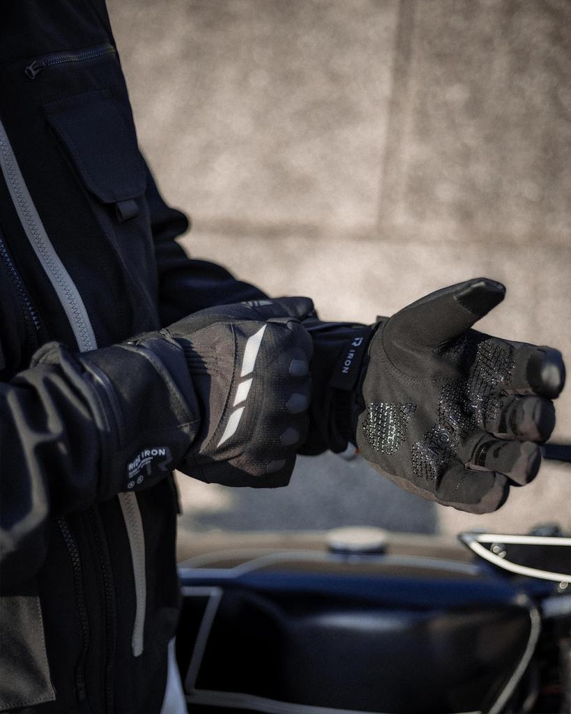 RIDEIRON Motorcycle Gloves, Winter, Waterproof, Smartphone Compatible, Cold Weather, Windproof, Protective, Fleece-Lined, Non-Slip, Unisex