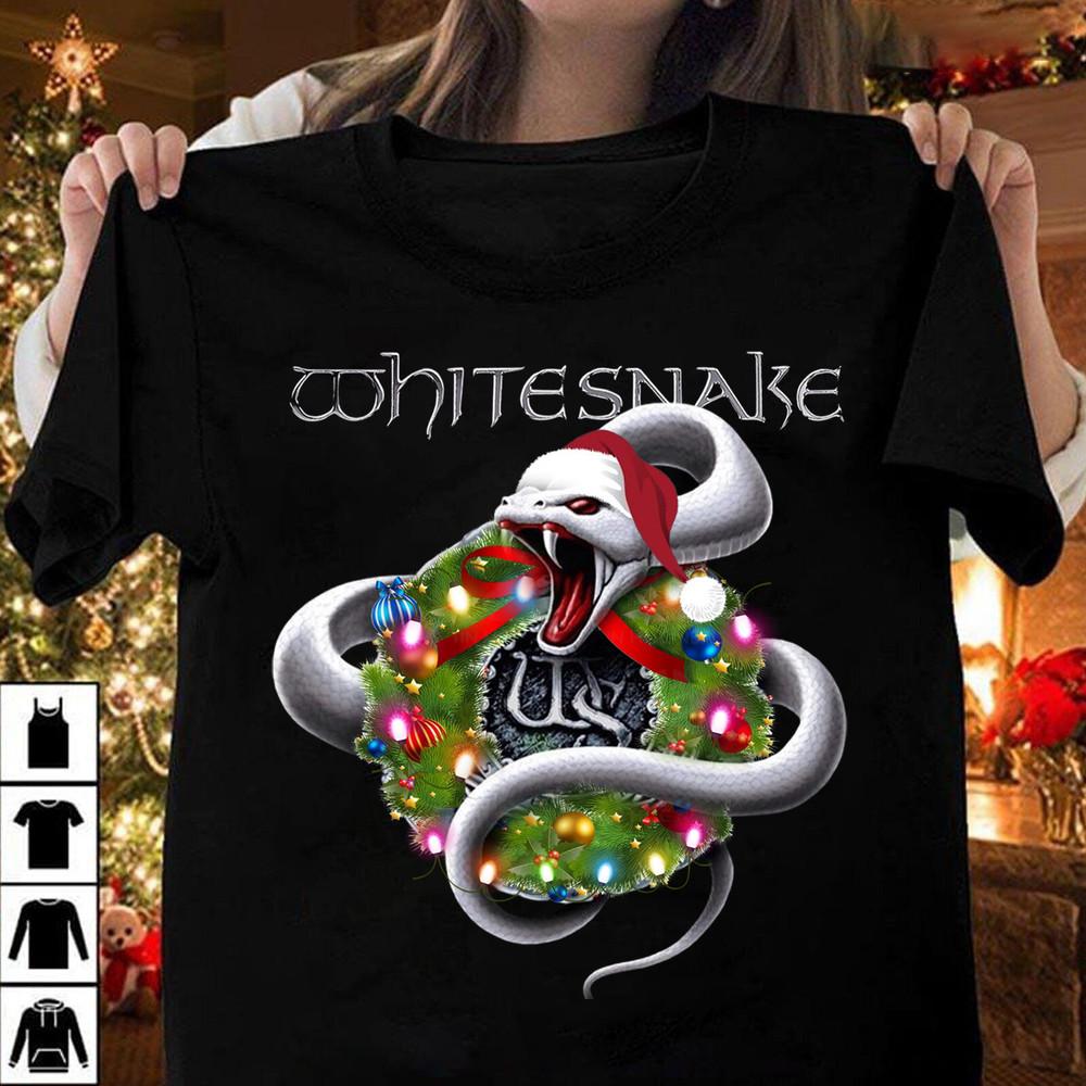 Коллекция Whitesnake Группа С Рождеством Хлопок Все Размеры от S до 5XL Футболка TA05 Унисекс Футболка XXXL