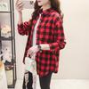 Camisa holgada de manga larga a cuadros para mujer, estilo coreano, chaqueta informal y versátil para estudiantes para primavera y otoño, talla grande, algodón