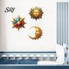 Entrance Wall Decoration 3Pcs Sun Moon Star Decorations Waterproof Bohemian Wooden Exotic Style Courtyard Decor Art Set Outdoor Indoor Hanging