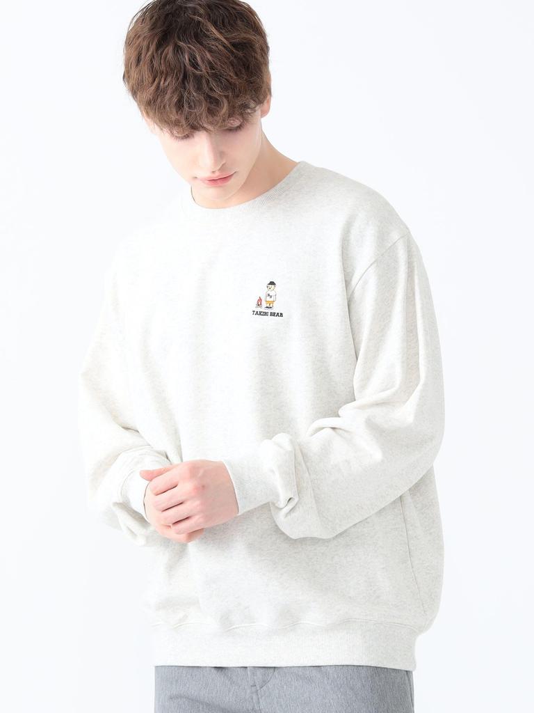 Beams Heart Takibi Bear Big Sweatshirt, Men's TOP_WHITE, Size S