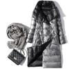 Autumn Winter Lightweight Oversized Collar Down Jacket for Women Mid-Length Over-the-Knee Reversible Outerwear