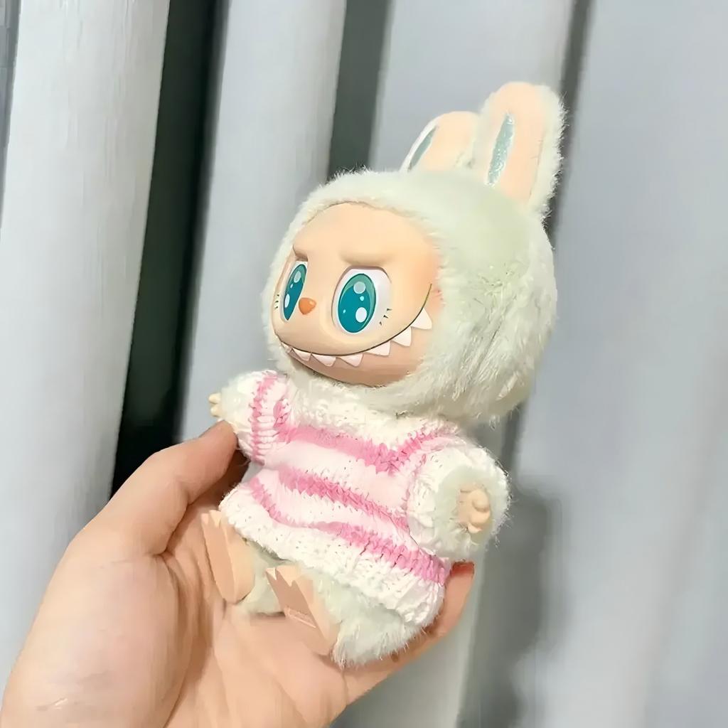 Fashion Sweater Outfit Accessories Sitting Party Pink White Striped Sweater Cup Clothing For Labubu V1 V2 Idol Cute Doll Clothes