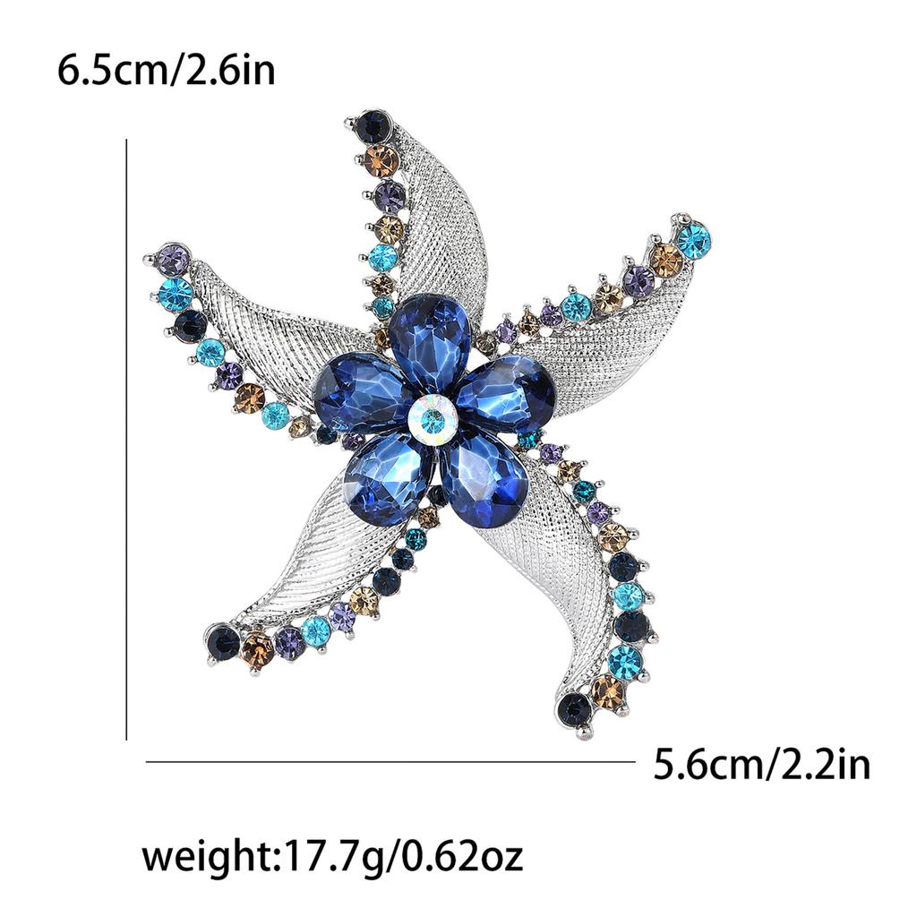 Creative Alloy Rhinestone Starfish Flower Brooch Niche Design Women'S Suit Coat Corsage Jewelry Pin