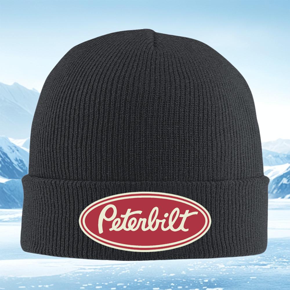 Oval Badge Peterbilt Text Emblem Men Women Unisex Knitted Hat Beanie Pullover Cap Winter Thermal Warm Christmas Outdoor Cycling