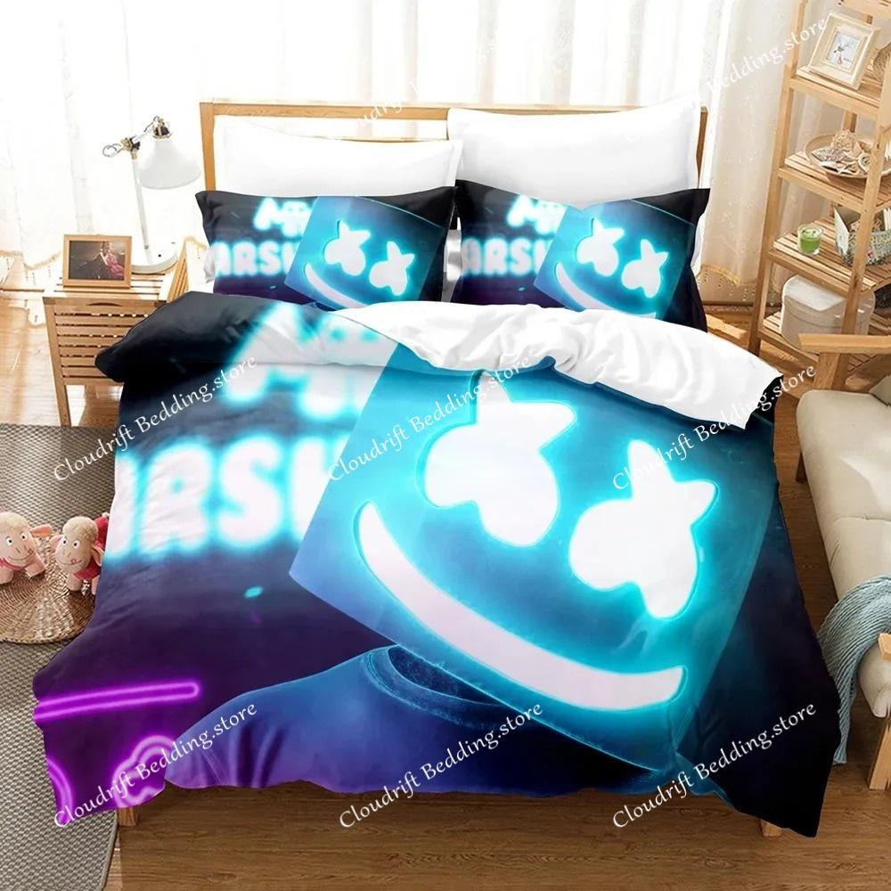 3D Print DJ Marshmello Bedding Set Single Twin Full Queen King Size Hip Hop Bed Set Aldult Kid Bedroom Duvetcover Sets