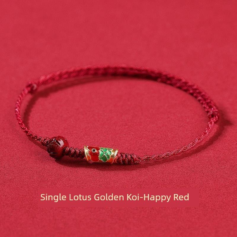 

Перевал горы Утай Каждый экзамен на берегу Кои Красный веревочный браслет Женский Год рождения Киноварь Счастливые бусины Шарм Красный ремешок для руки [Fragrant] Joy Red-Single Lotus Gold Koi Hand Rope