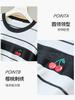 2025 New Summer Round Neck Stripe Color blocked [Cherry Embroidery] Short sleeved Knitted T-shirt Top for Women