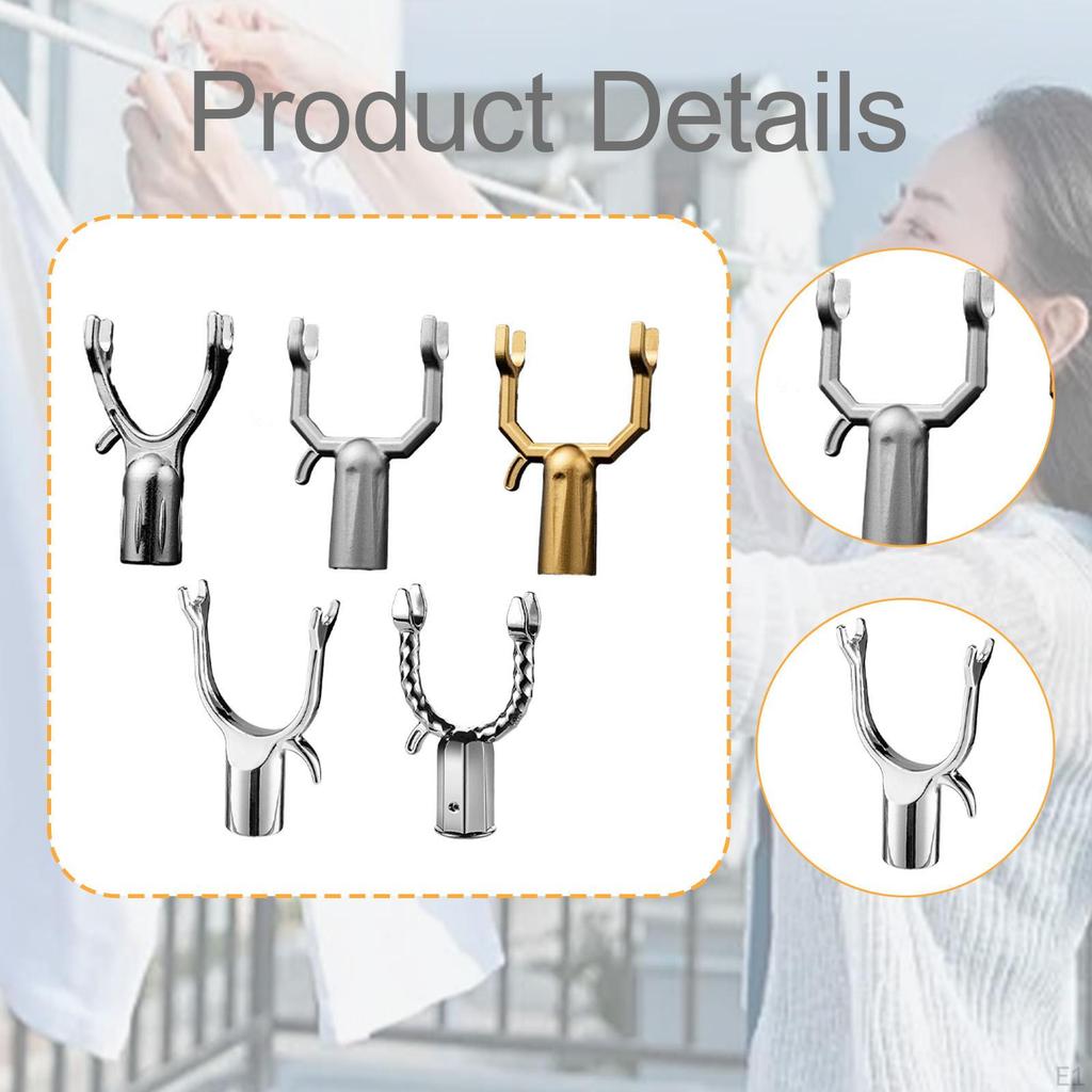 5 Pieces Clothes Pole Forks, Metal Utility Hooks, Support Rack, Laundry Hanging Fork Closet