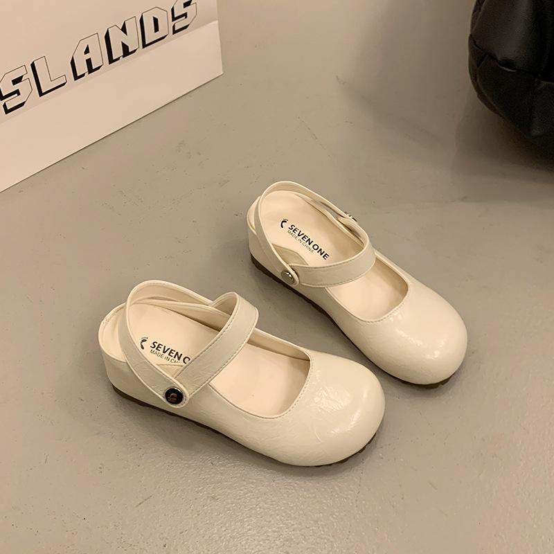 

Винтажная мода Туфли Мэри Джейн девочки летняя мода слово с юбкой кожаные туфли плоские одинарные туфли сумка голова тапочки 40 бежевый