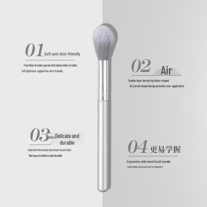 Soft Bristle Highlighter Brush - Portable Blush & Blending Tool for Beginners