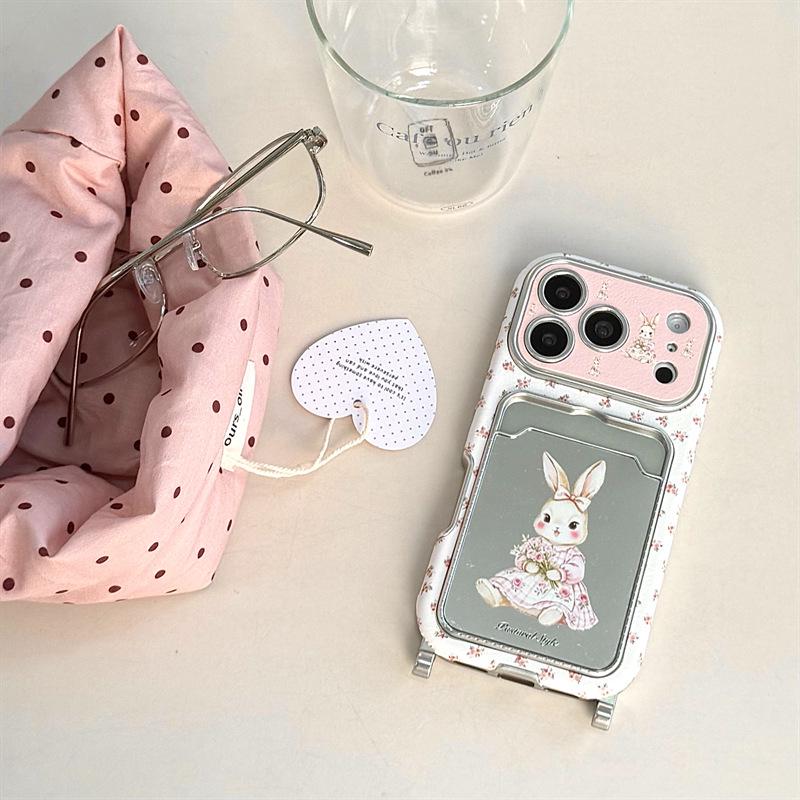 

Crushed Flower Rabbit iPhone 17/16 Pro Max/15 Pro Card Holder Case iPhone 16 Pro