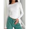 Autumn Fashion Slim Long Sleeve T Shirt Women Solid Color Round Neck Top Wear Inside or Outside