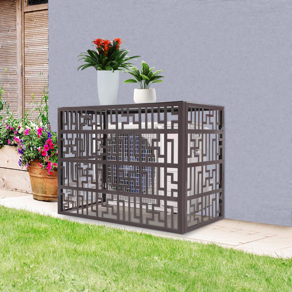 39"Aluminum AC Unit Fence Cover, Brown Outdoor Air Conditioner Enclosure