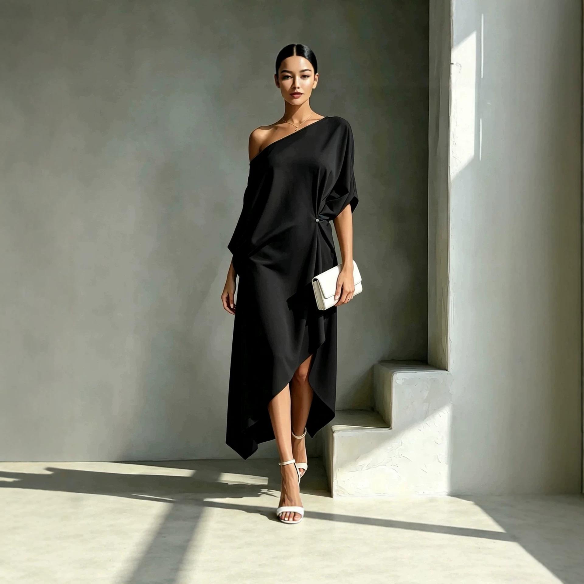 European and American new temperament elegant minimalist cotton and linen women s sleeveless dress S