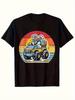 Bunny Monster Truck Graphic Tee Men Short Sleeve Cotton Crew Neck Easter Casual Gift Shirt