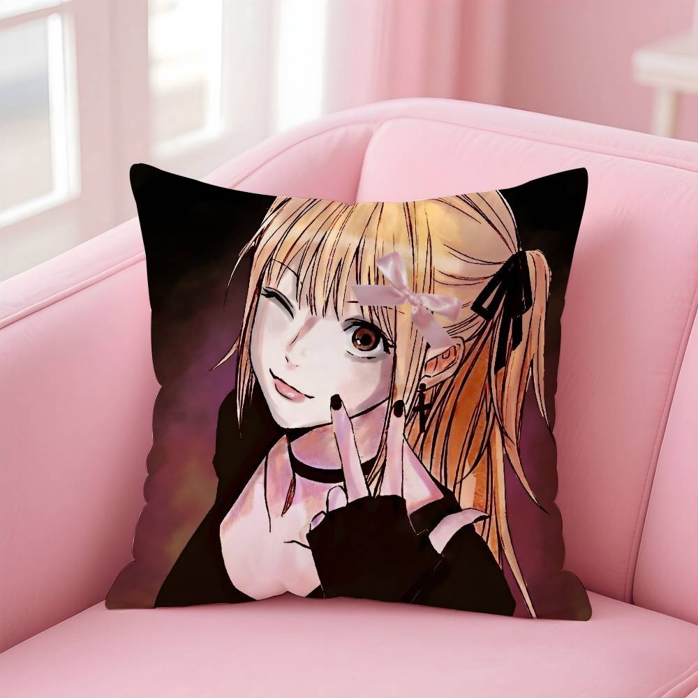 Anime D-DeathNote M-Misa Amane Kissenbezug Milbenabweisender Kissenbezug Unsichtbarer Reißverschluss Seidig kurzer Plüsch Sofakissenbezug